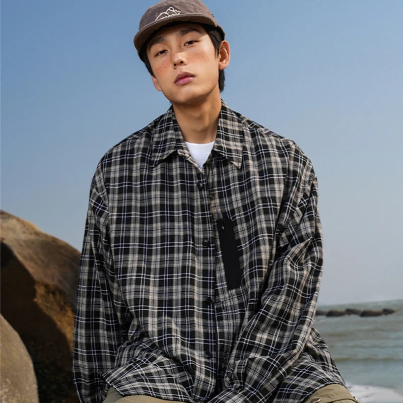 Y2K Vintage Plaid Long Sleeve Button Up Shirt