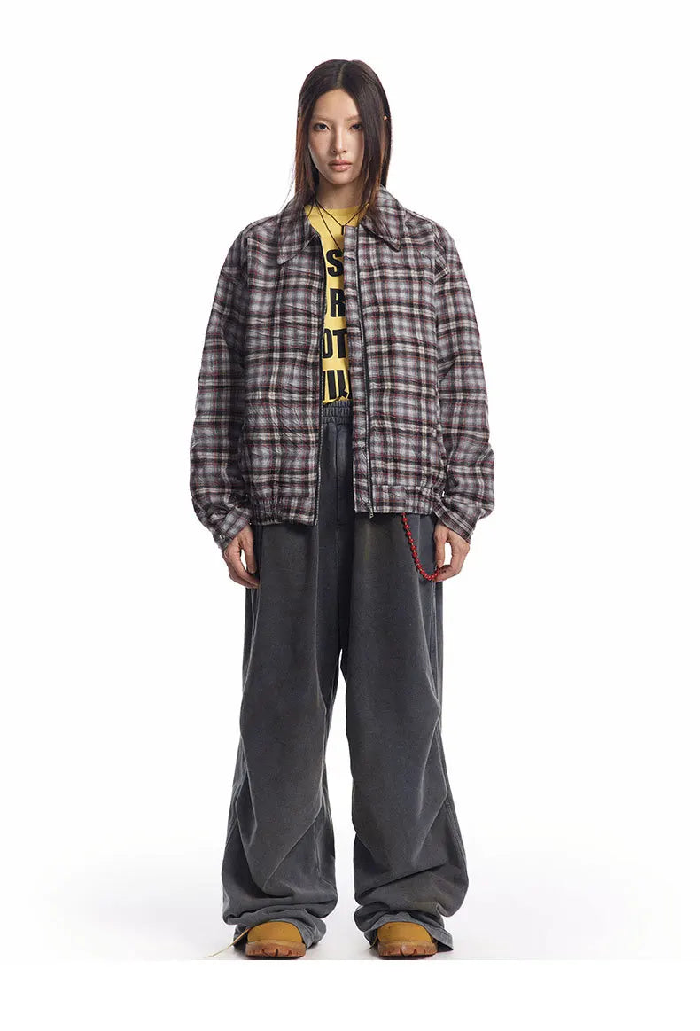 Y2K Vintage Pleated Plaid Short Jacket