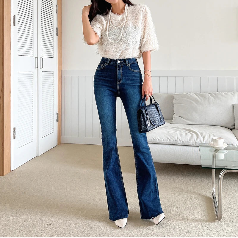 Y2K Vintage Skinny Long Flare Denim Jeans