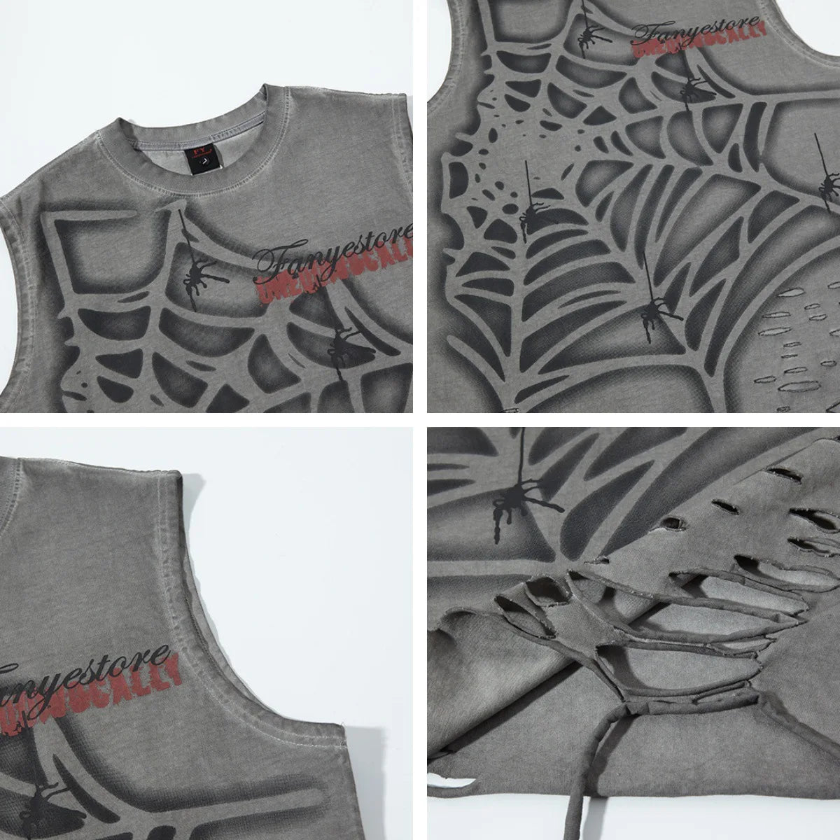 Y2K Vintage Spider Web Distressed Tank Top
