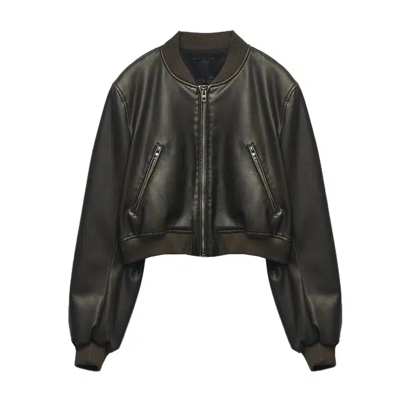 Y2K Vintage Washed Leather Jacket