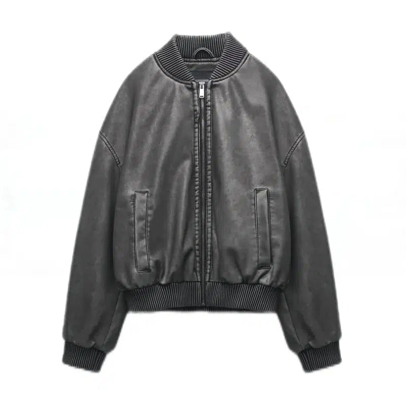 Y2K Vintage Washed Leather Jacket