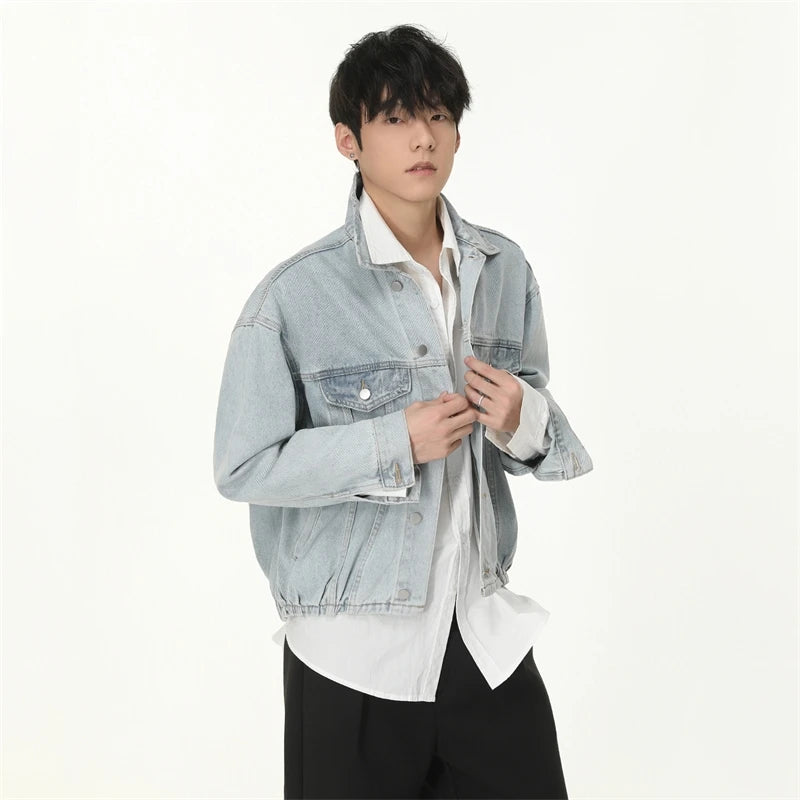 Y2K Vintage Washed Mens Button Up Denim Jacket