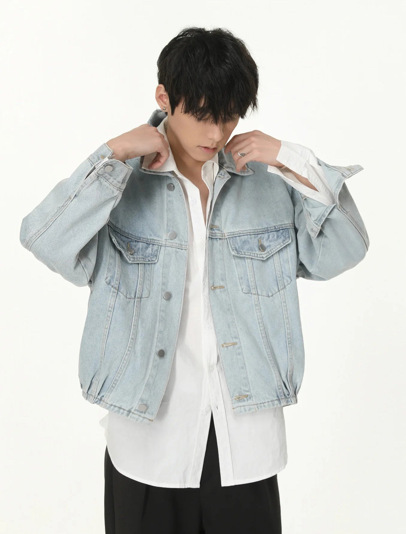 Y2K Vintage Washed Mens Button Up Denim Jacket
