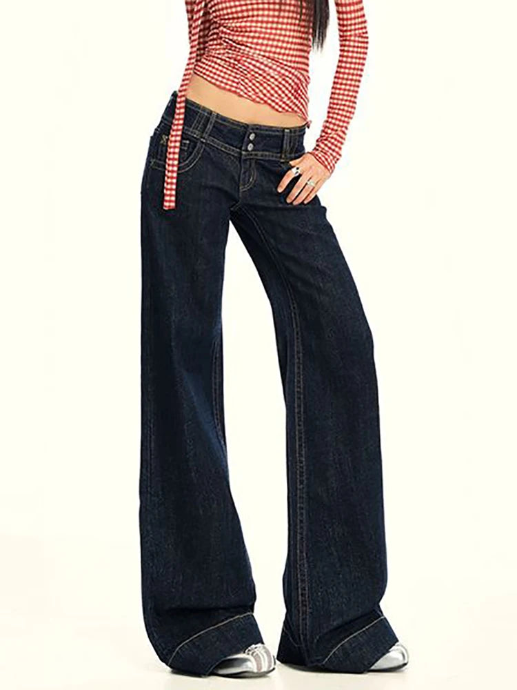 Y2K Vintage Womens Low Waist Wide Leg Jeans