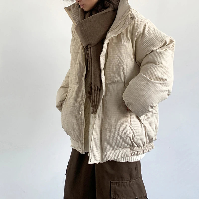 Y2K Waffle Style Padded Puffer Jacket Coat