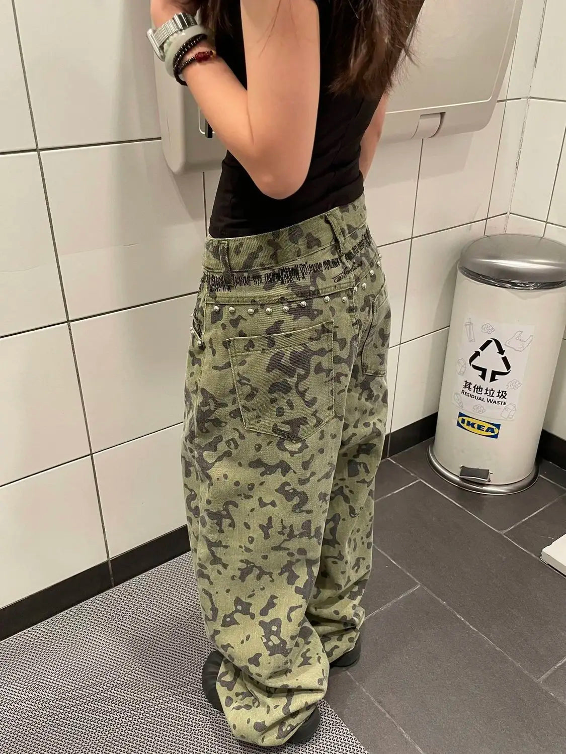 Y2K Washed Camouflage Baggy Jeans