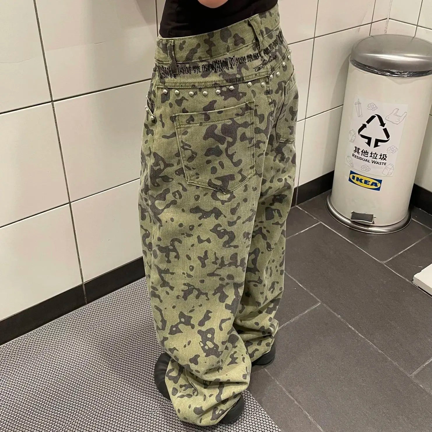 Y2K Washed Camouflage Baggy Jeans