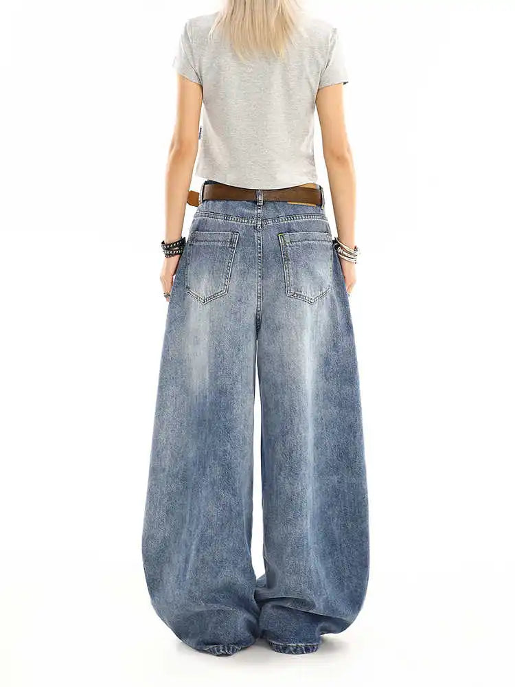 Y2K Washed Curved Baggy Boyfriend Fit Jeans