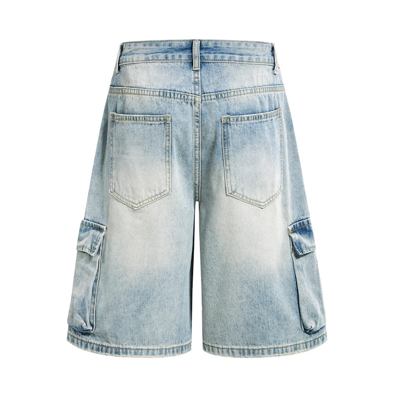 Y2K Washed Denim Cargo Jean Shorts Jorts