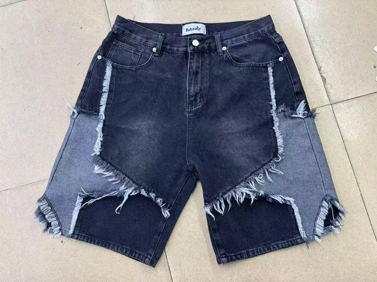 Y2K Washed Patchwork Star Straight Jorts