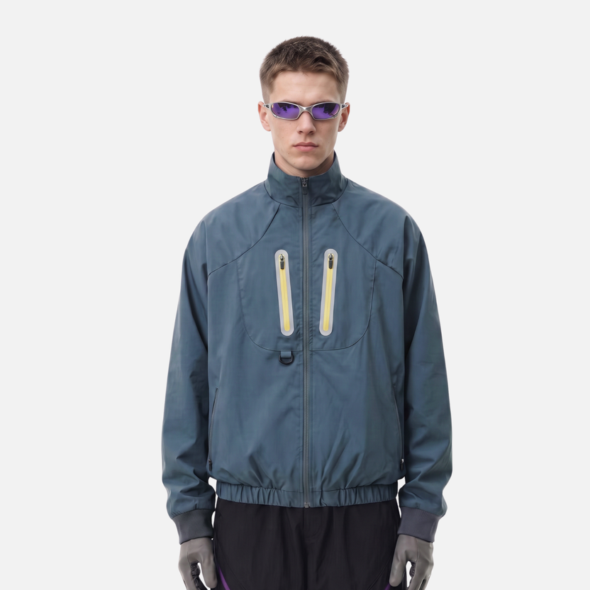 Y2K Water Resistant Outdoor Reflective Zipper Windbreaker Jacket Coat