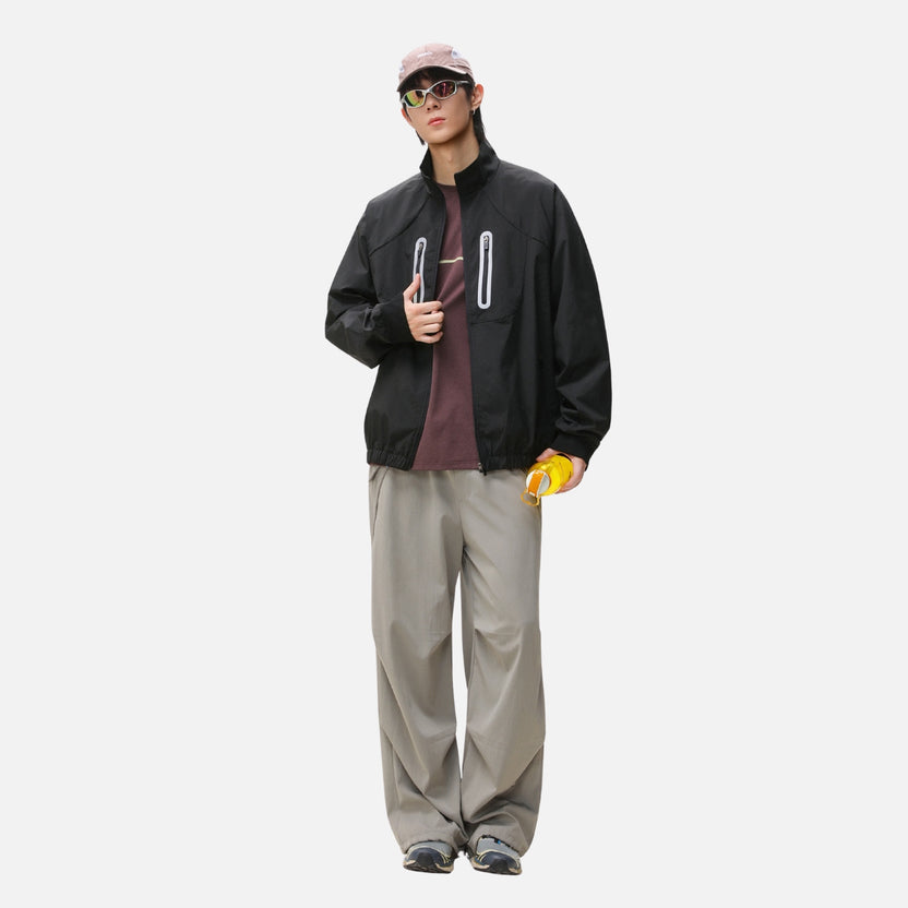 Y2K Water Resistant Outdoor Reflective Zipper Windbreaker Jacket Coat