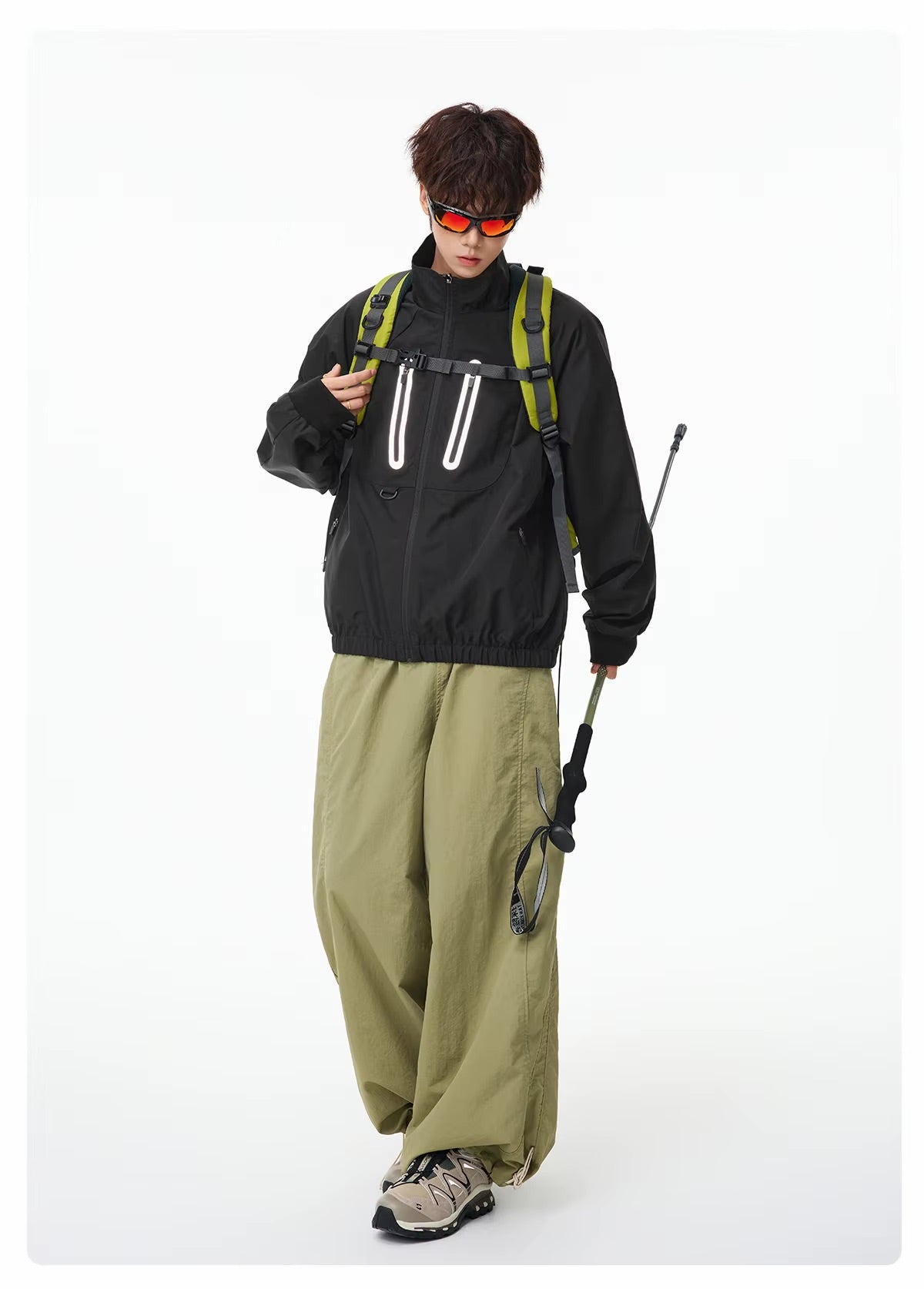 Y2K Water Resistant Outdoor Reflective Zipper Windbreaker Jacket Coat