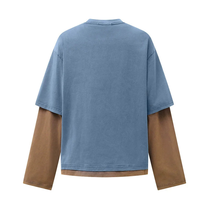 Y2K Western Mock Layered Long Sleeve Top