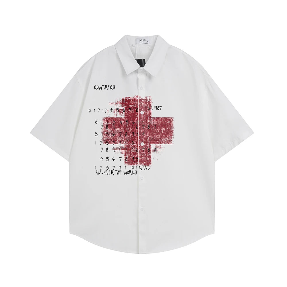 Y2K "Whats the Meaning" Graphic Print Short Sleeve Shirt