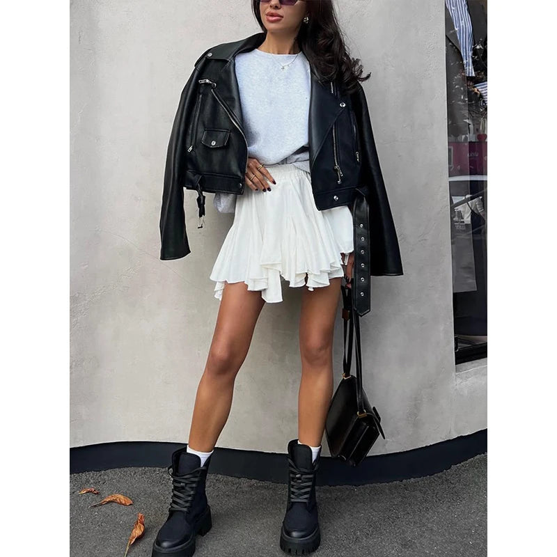 Y2K White High Waist Ruffle Mini Skirt