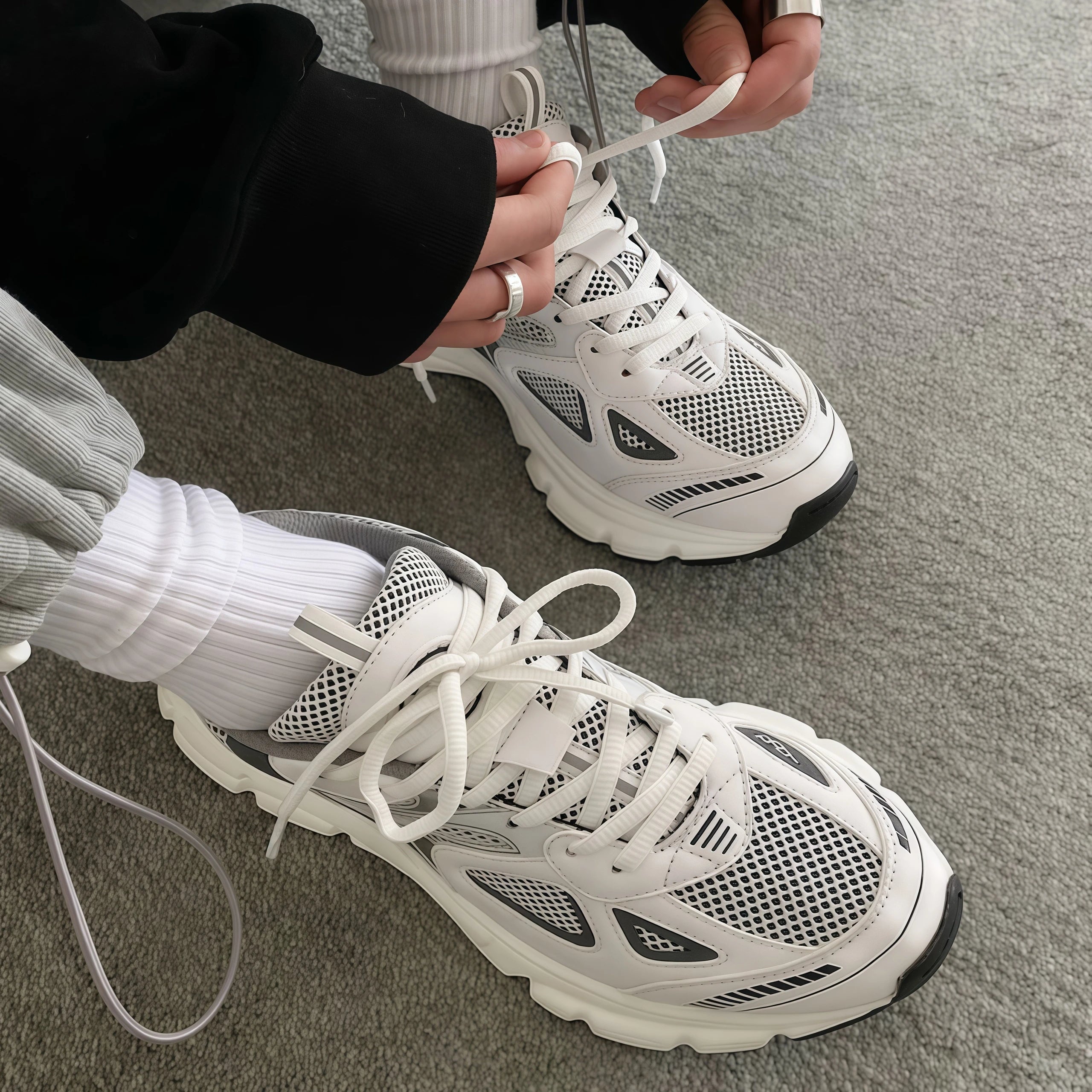 Y2K White Mesh Trainers