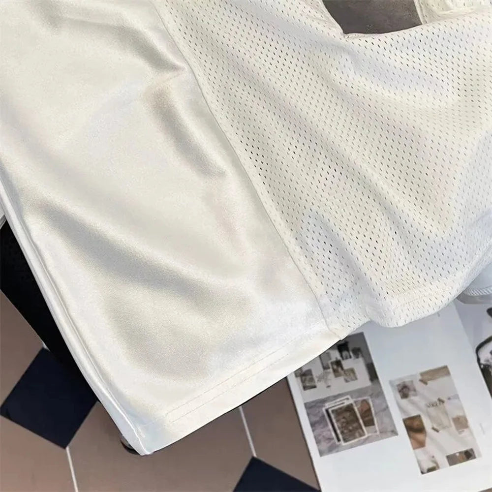 Y2K White Scripture Baggy V Neck Football Jersey
