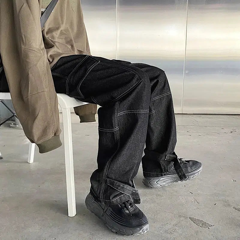 Y2K Wide Leg Baggy Cargo Jeans