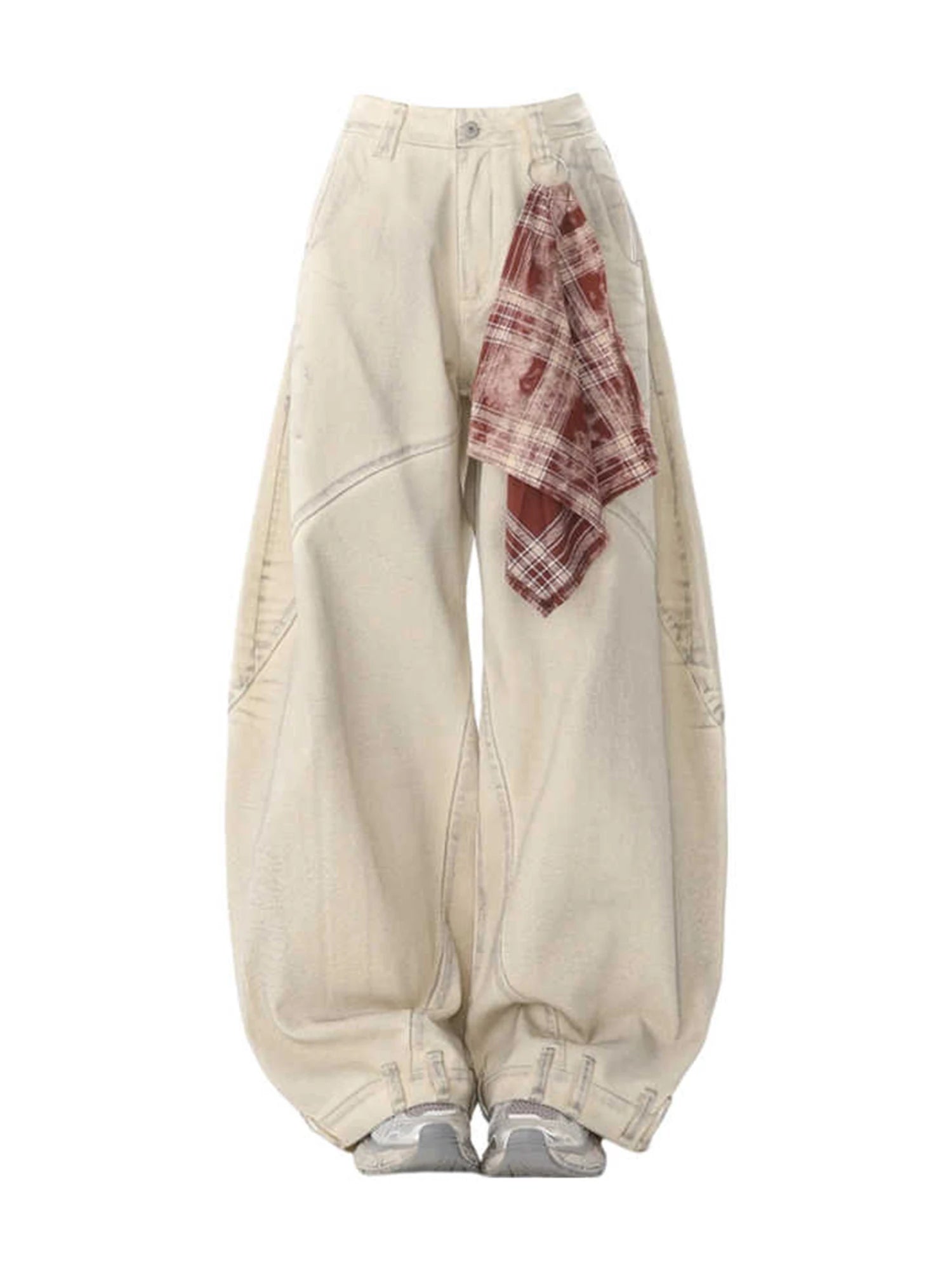 Y2K Womens Apricot Baggy Wide Leg Jeans