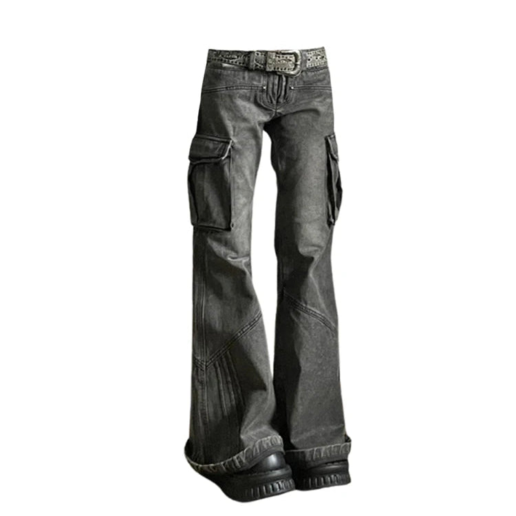 Y2K Womens Baggy Cowboy Low Waist Cargo Jeans