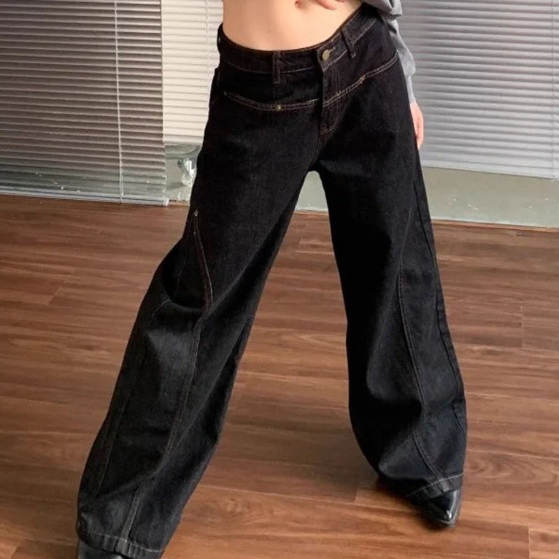 Y2K Womens High Waist Baggy Denim Jeans