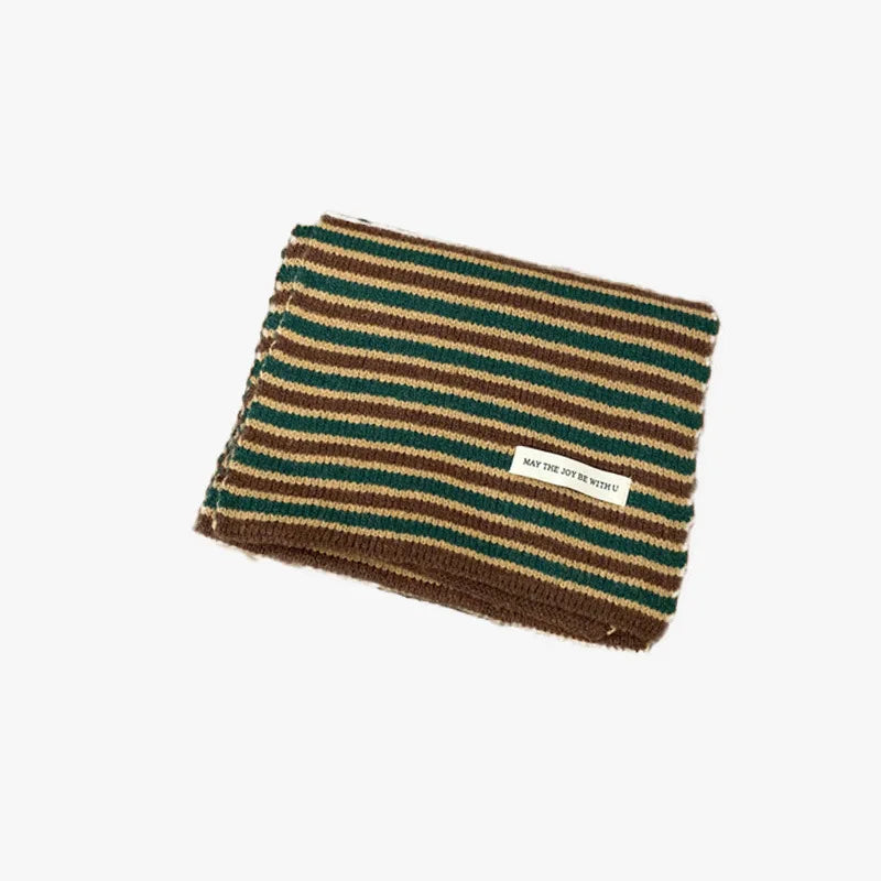 Y2K Womens Knitted Striped Scarf