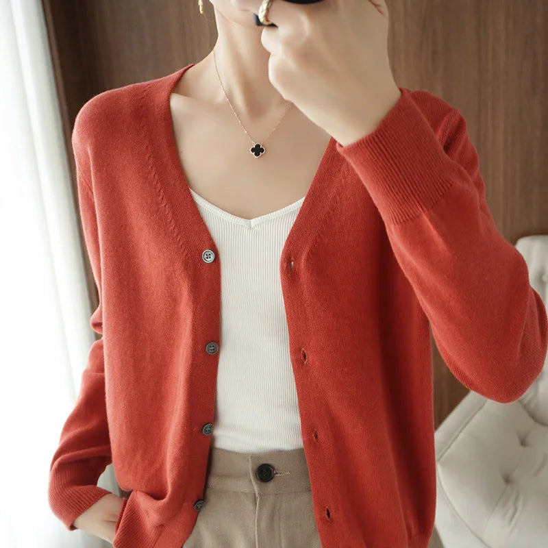 Y2K Womens Long Sleeve V Neck Button Up Cardigan
