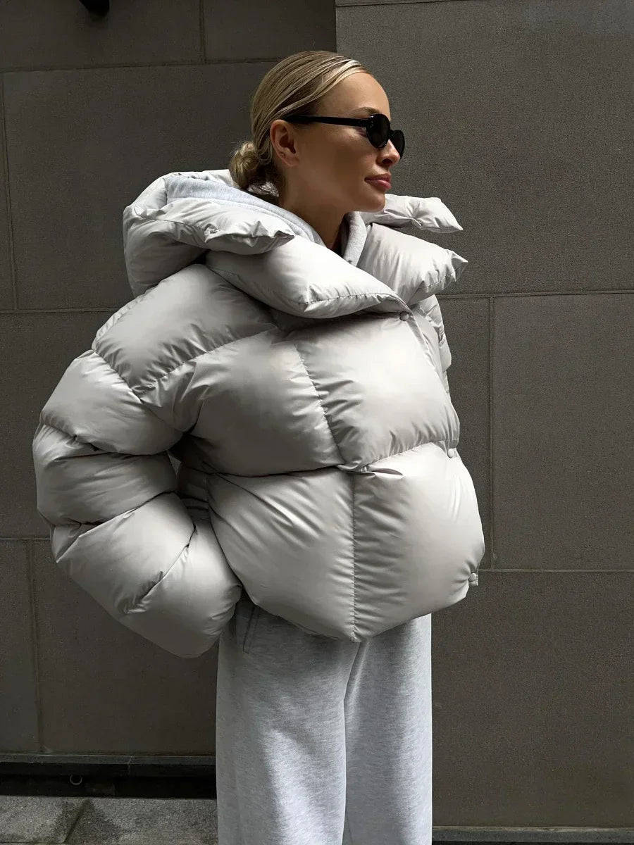 Y2K Womens Winter Warmer Hooded Puffer Jacket Coat