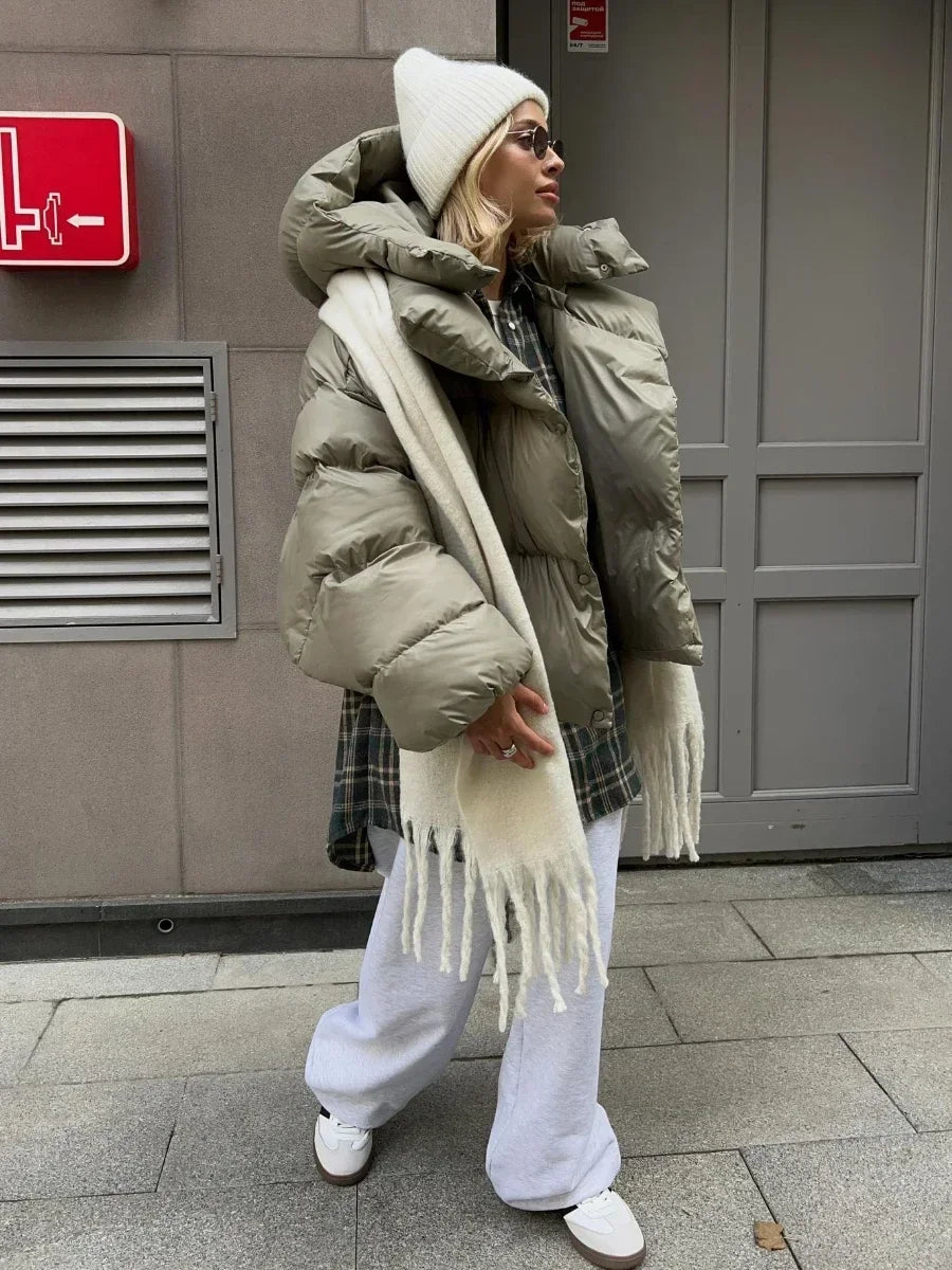 Y2K Womens Winter Warmer Hooded Puffer Jacket Coat