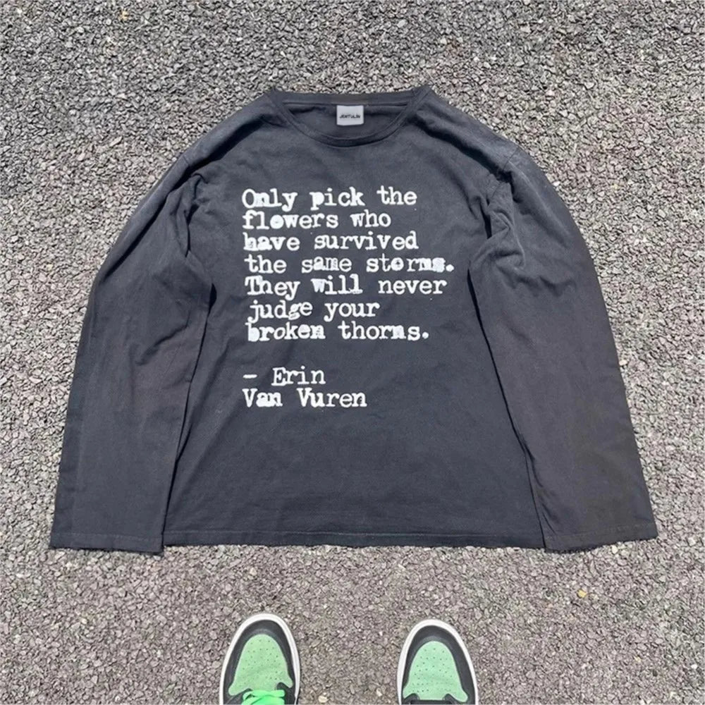 Y2K Words Of Wisdom Long Sleeve Graphic Top