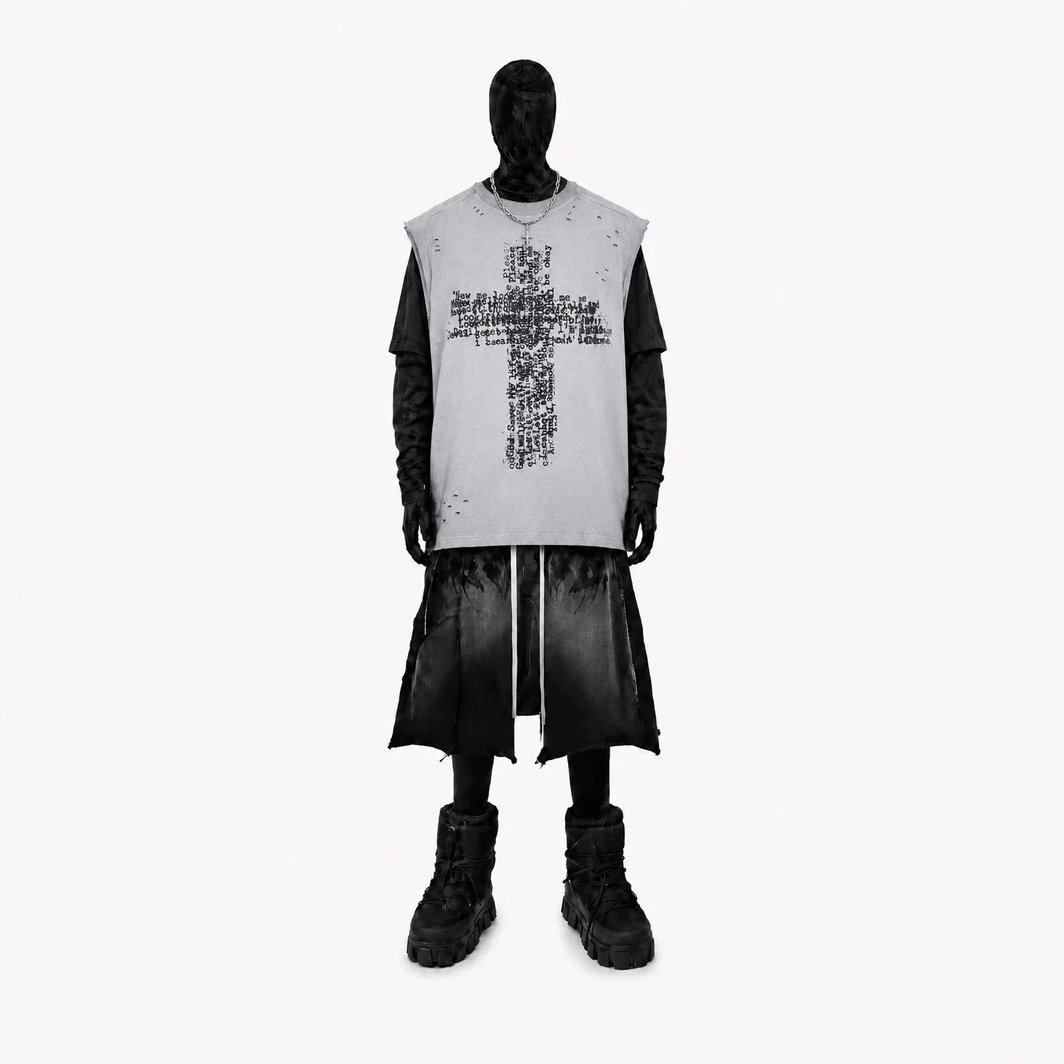 Y2K Written Cross Distressed Tank Top