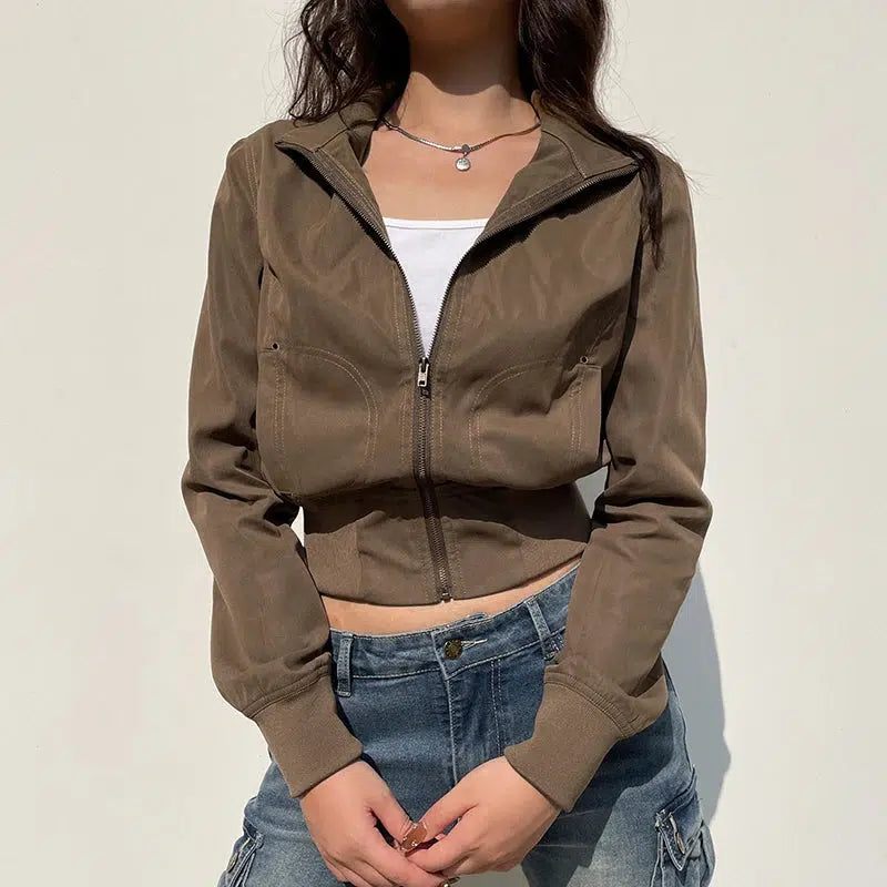 Y2K Zip Up Crop Jacket