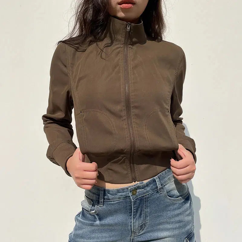 Y2K Zip Up Crop Jacket