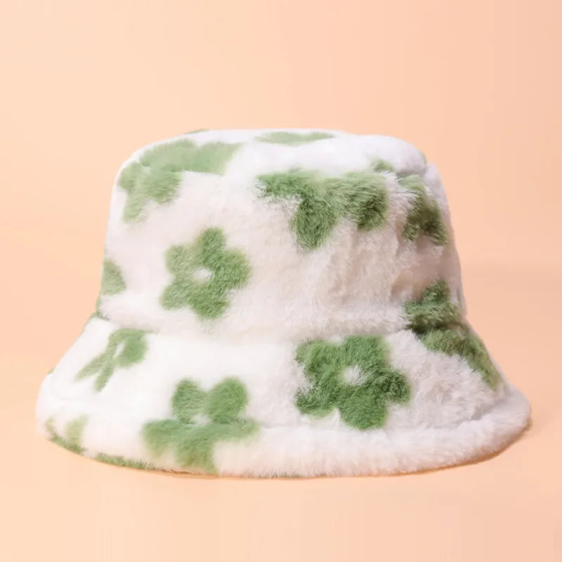 Y2K fluffy Cow Print Bucket Hat