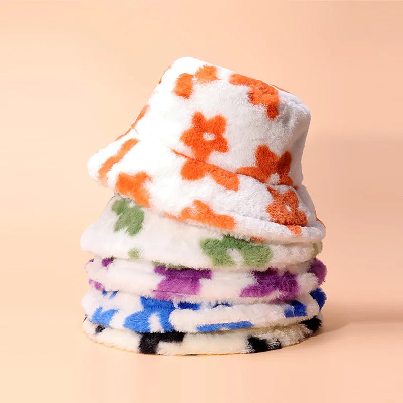Y2K fluffy Cow Print Bucket Hat