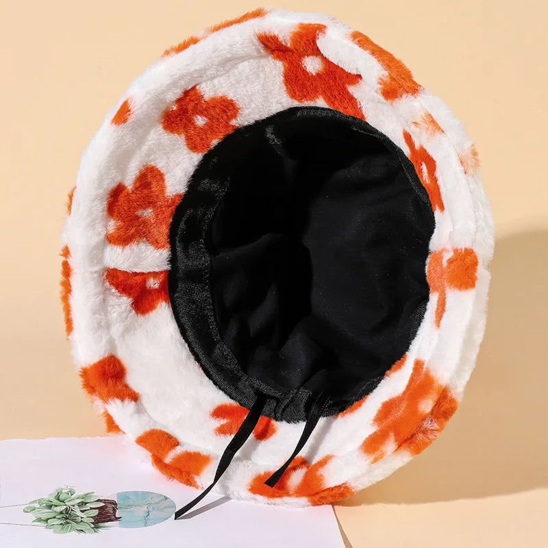 Y2K fluffy Cow Print Bucket Hat