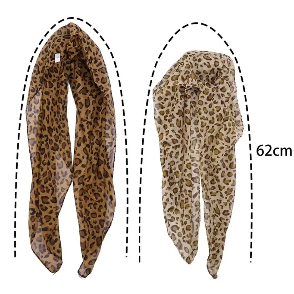 Y2K Satin Leopard Print Neckerchief Head Scarf