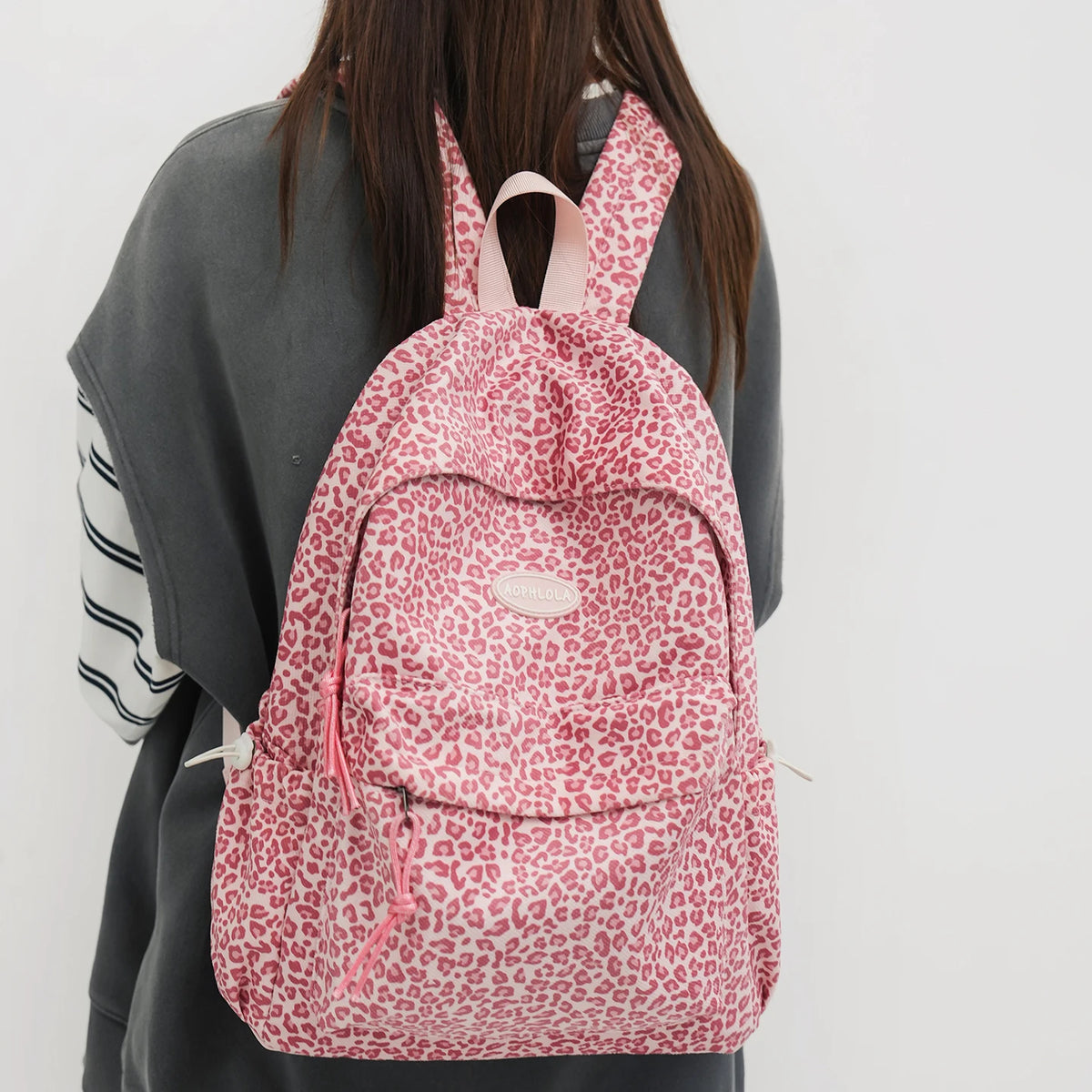Y2K Suede Material Leopard Print Backpack