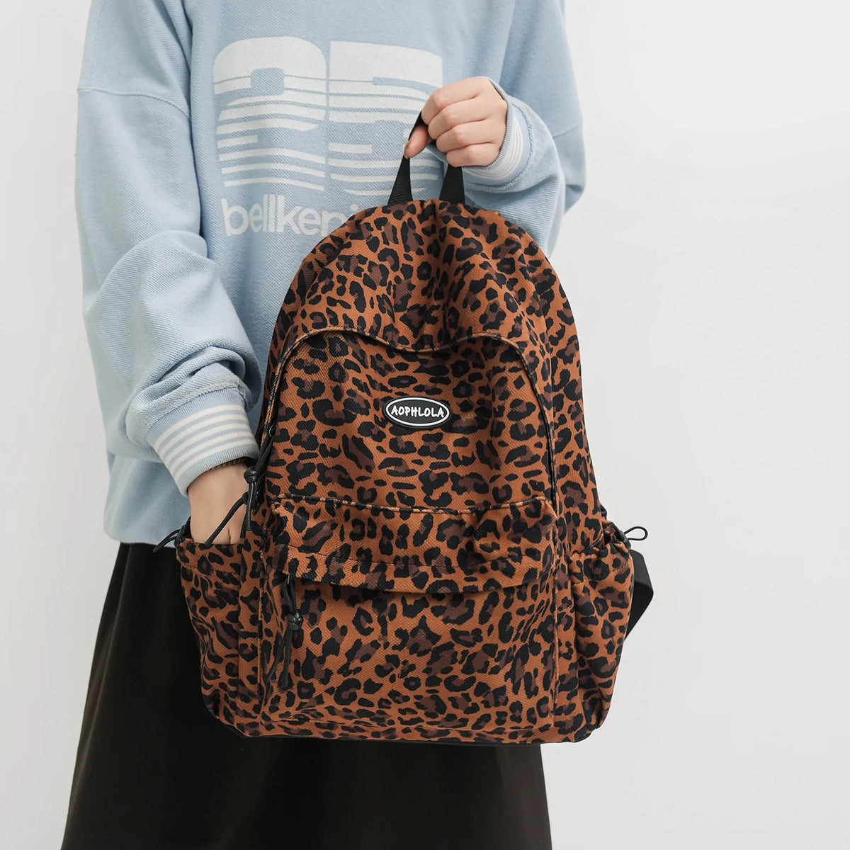 Y2K Suede Material Leopard Print Backpack