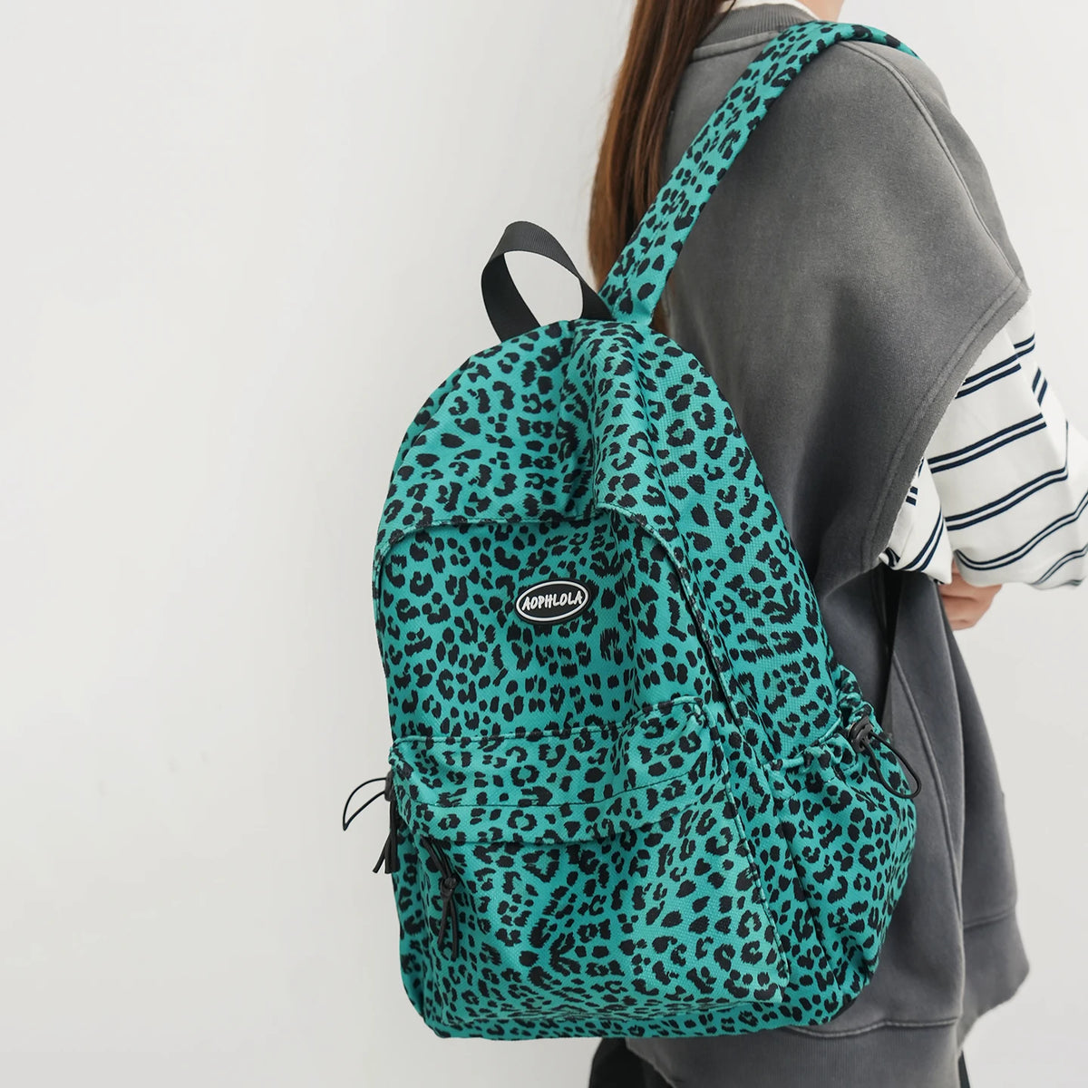 Y2K Suede Material Leopard Print Backpack