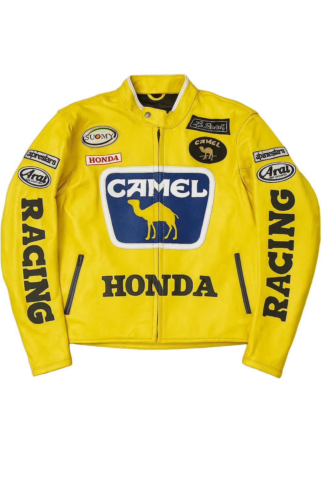 Y2K Camel Leather NASCAR Racing Jacket