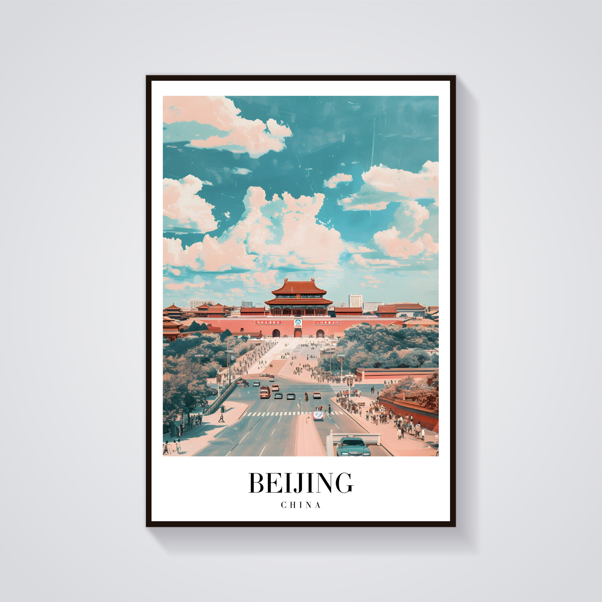 Beijing Tiananmen Vintage Poster