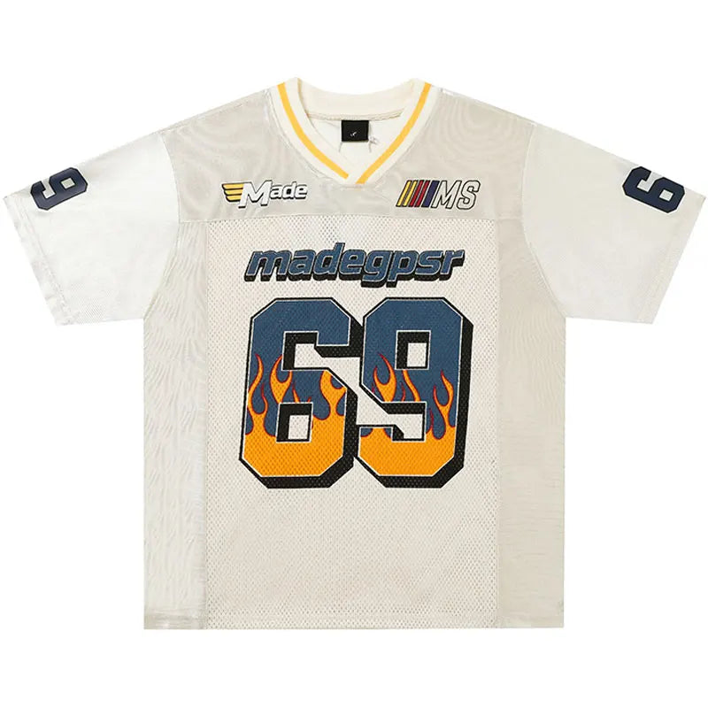 "69 Flame" Graphic Y2K Classic Football Jersey