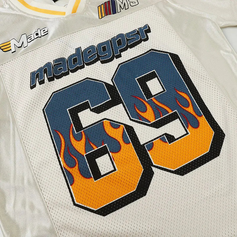 "69 Flame" Graphic Y2K Classic Football Jersey