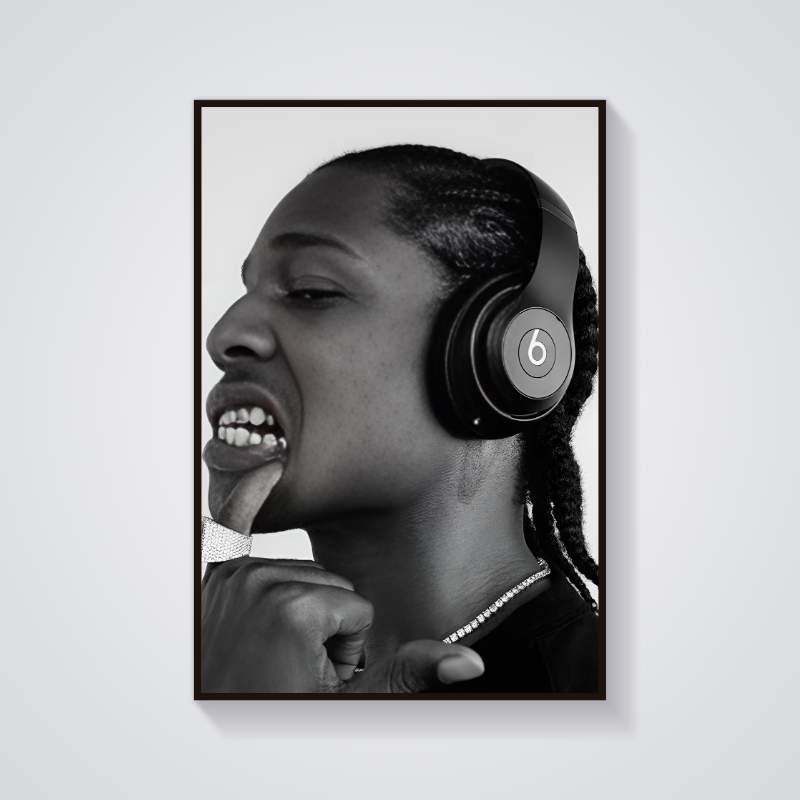 Y2K ASAP Rocky Beats Greyscale Poster