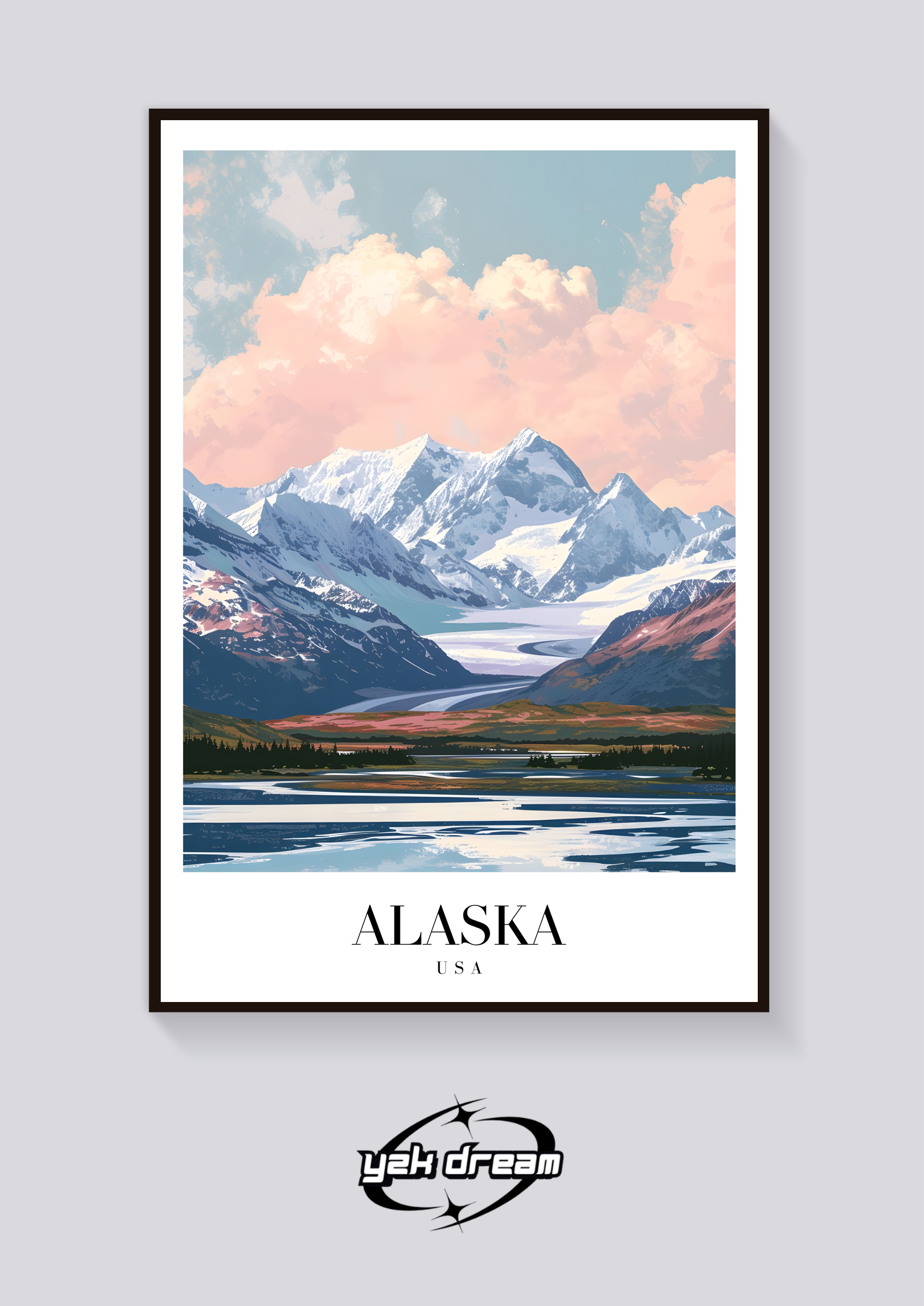 Alaskan Mountains Vintage Poster