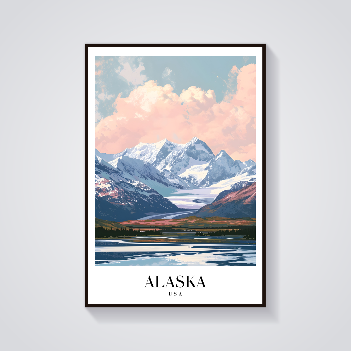 Alaskan Mountains Vintage Poster