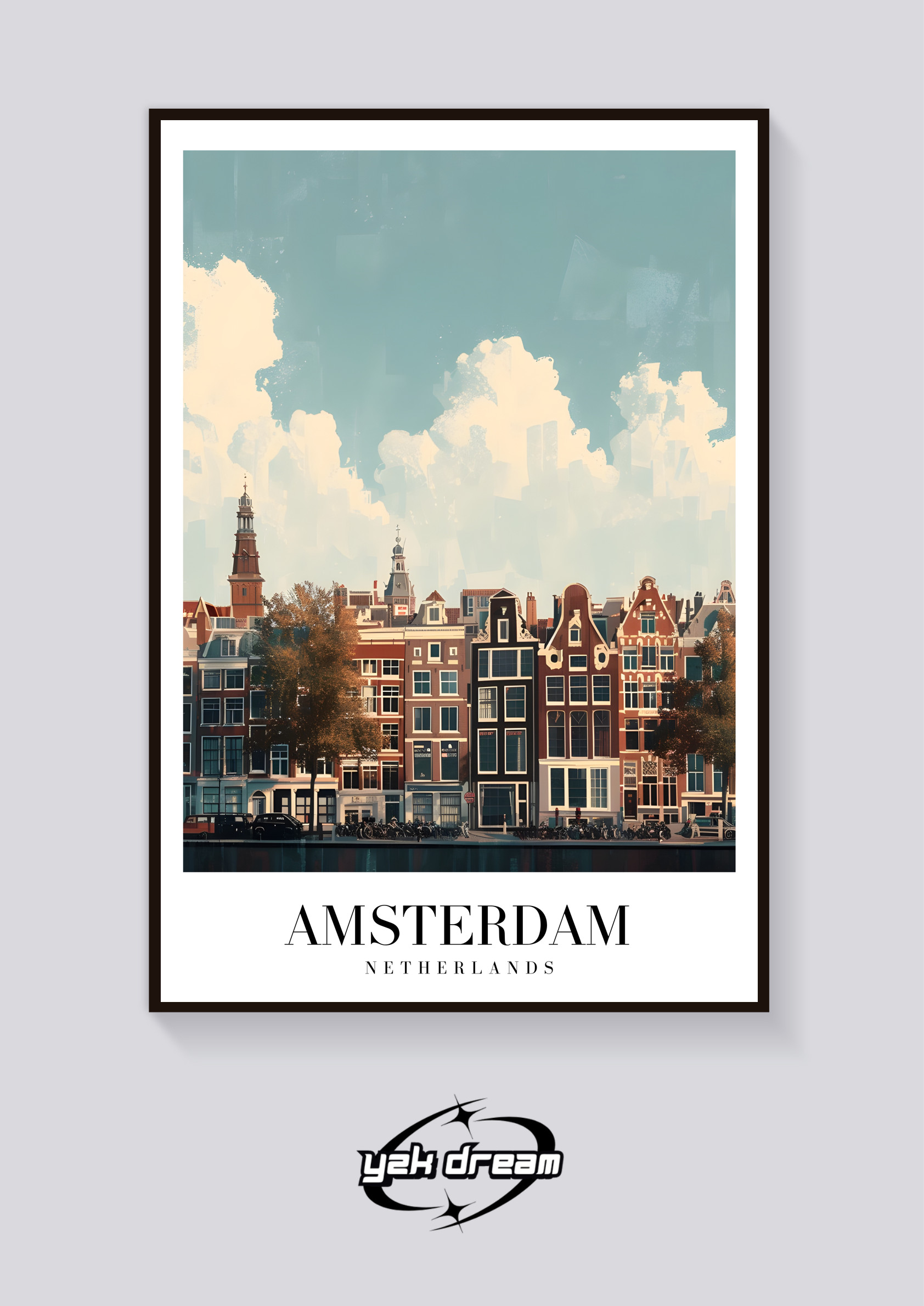 Amsterdam Canal Vintage Poster